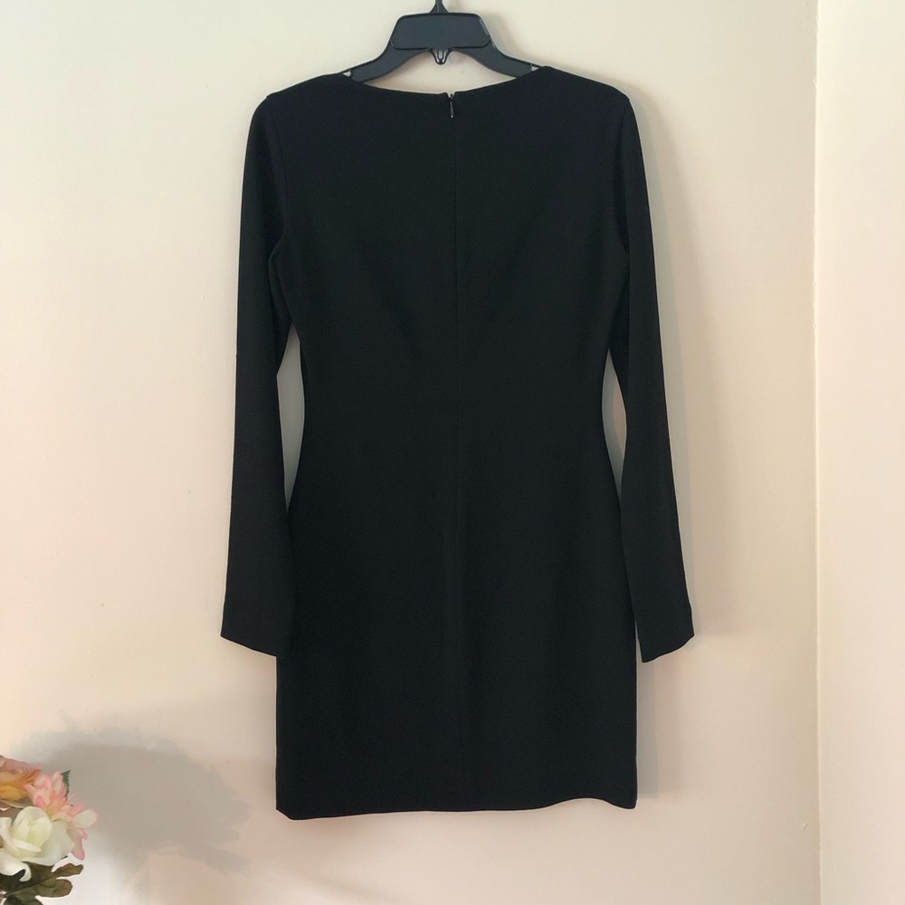Diane von Furstenberg Black Giada Crepe Long Sleeve Mini Dress DVF Size 4 - Picture 8 of 16
